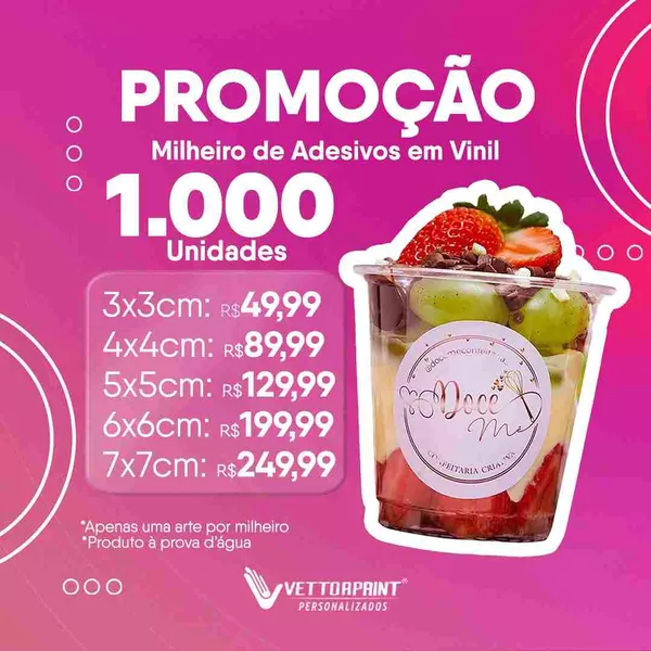 1.000 Rótulos Adesivos à Prova Dágua Personalizados
