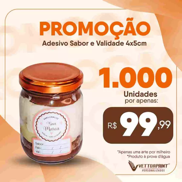 1.000 Adesivos Sabor e Validade Personalizados - 4X5cm